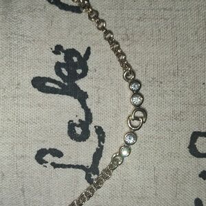 Authentic Dior Vintage Gold Chain Necklace with Crystal Accents Stamped